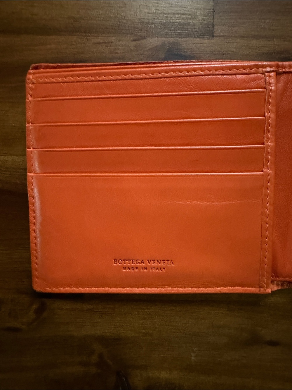 Bottega Veneta Intrecciato Bifold Wallet in Orange Leather - Picture 6 of 16